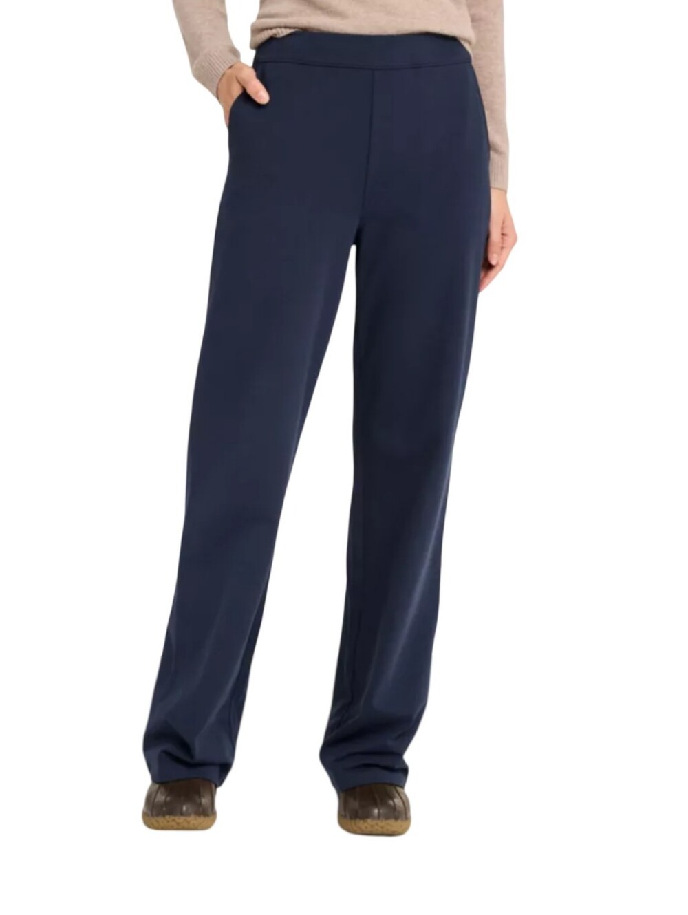 L.L.Bean Navy Pull On Perfect Fit Straight Leg Pants Size Large Tall